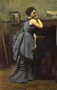 Corot Camille The lady of blue oil painting picture wholesale